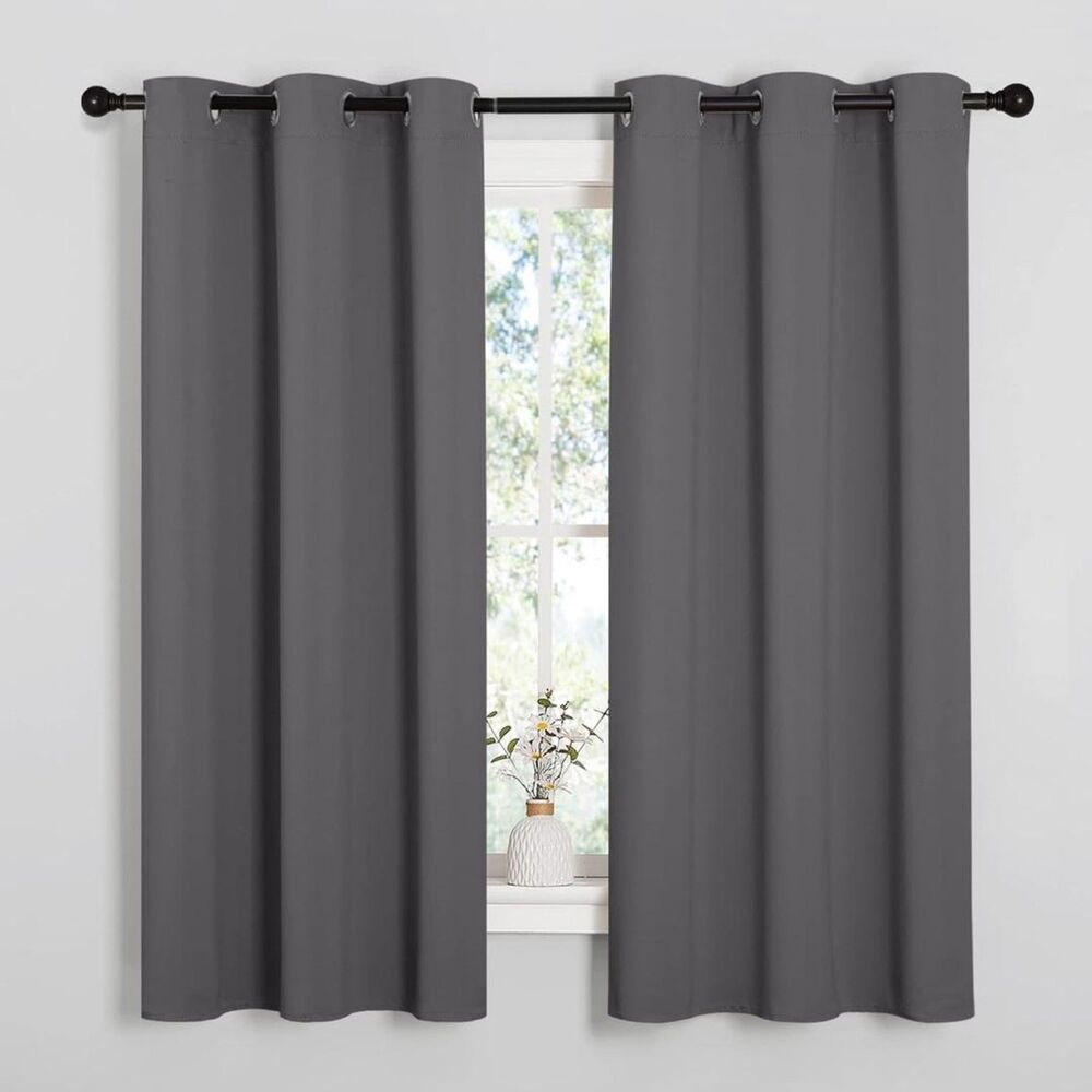 Brand New Nicetown Grey Thermal Insulated Blackout Curtains 42"W × 63"L 2 Panels